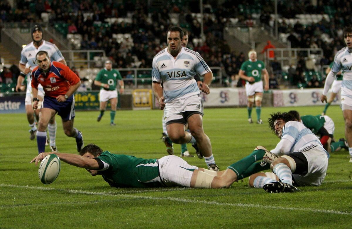 Ryan Caldwell scores a try in an Ireland 'A' international against Argentina in 2009. File picture: INPHO/Morgan Treacy Ryan Caldwell scores a try in an Ireland 'A' international against Argentina in 2009. File picture: INPHO/Morgan Treacy