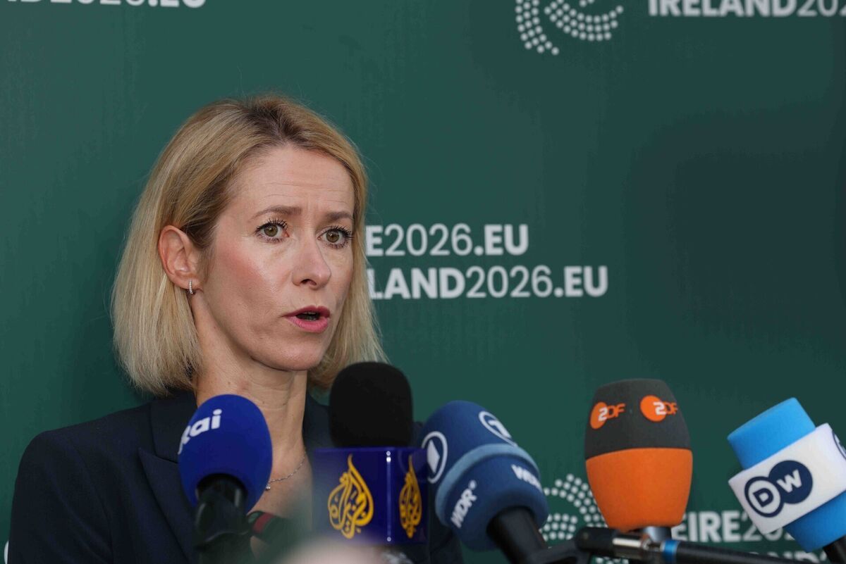 EU high representative for foreign affairs and security policy, and European Commission vice president Kaja Kallas speaking at the informal meeting of EU defence ministers in Wicklow. Picture: Ireland2026eu/PA EU high representative for foreign affairs and security policy, and European Commission vice president Kaja Kallas speaking at the informal meeting of EU defence ministers in Wicklow. Picture: Ireland2026eu/PA
