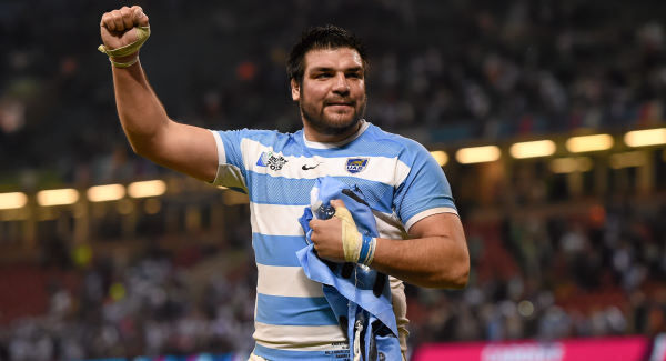 Argentina's Ramiro Herrera celebrates after the game at the Millennium Stadium. Photo: Stephen McCarthy / SPORTSFILE