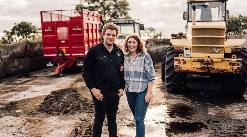 Farmer Phil and Liv Stewart on their farm. Picture: Bowl of Corks Photography