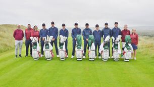 <p>Members of Britain and Ireland's Walker Cup team at Ballybunion Golf Club on Monday. Pic: Francis Bennett </p>