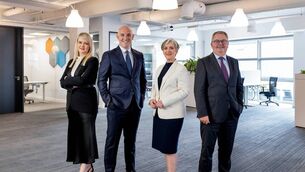 <p class="contextmenu internal_Caption">Pictured (left to right): Amanda Isherwood, David McCarthy, Margaret Kelleher and Edward Hanafin at Knight Franks’ Cork office. Ms Kelleher and Mr Hanafin join the Knight Frank commercial property team having previously served as directors with Cohalan Downing. Prior to that, both spent more than 30 years heading up Lisney’s Cork office.</p> <p class="contextmenu internal_Caption">Pictured (left to right): Amanda Isherwood, David McCarthy, Margaret Kelleher and Edward Hanafin at Knight Franks’ Cork office. Ms Kelleher and Mr Hanafin join the Knight Frank commercial property team having previously served as directors with Cohalan Downing. Prior to that, both spent more than 30 years heading up Lisney’s Cork office.</p>