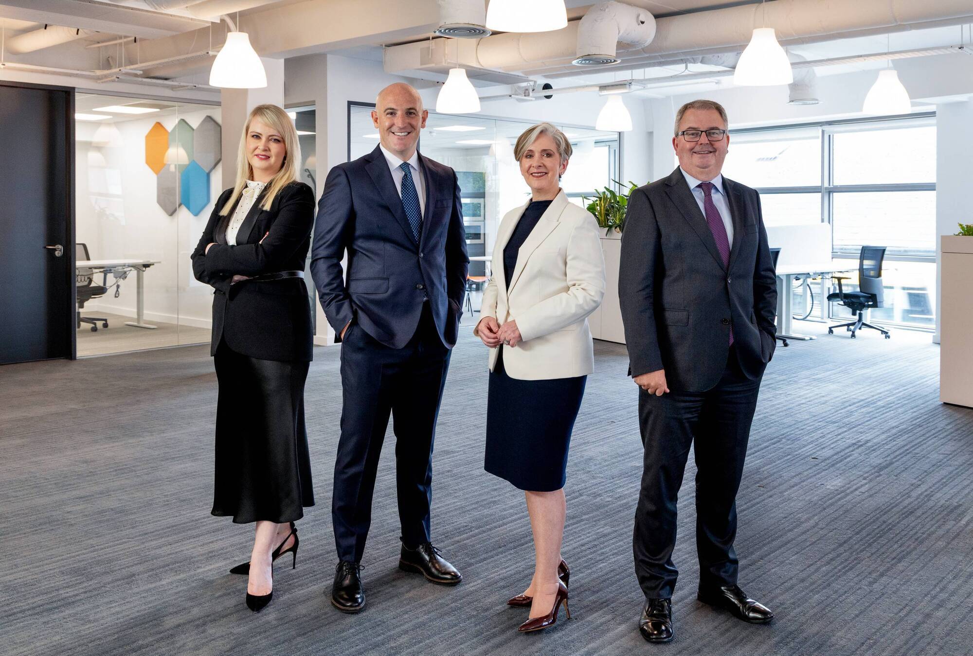 Pictured (left to right): Amanda Isherwood, David McCarthy, Margaret Kelleher and Edward Hanafin at Knight Franks’ Cork office. Ms Kelleher and Mr Hanafin join the Knight Frank commercial property team having previously served as directors with Cohalan Downing. Prior to that, both spent more than 30 years heading up Lisney’s Cork office.