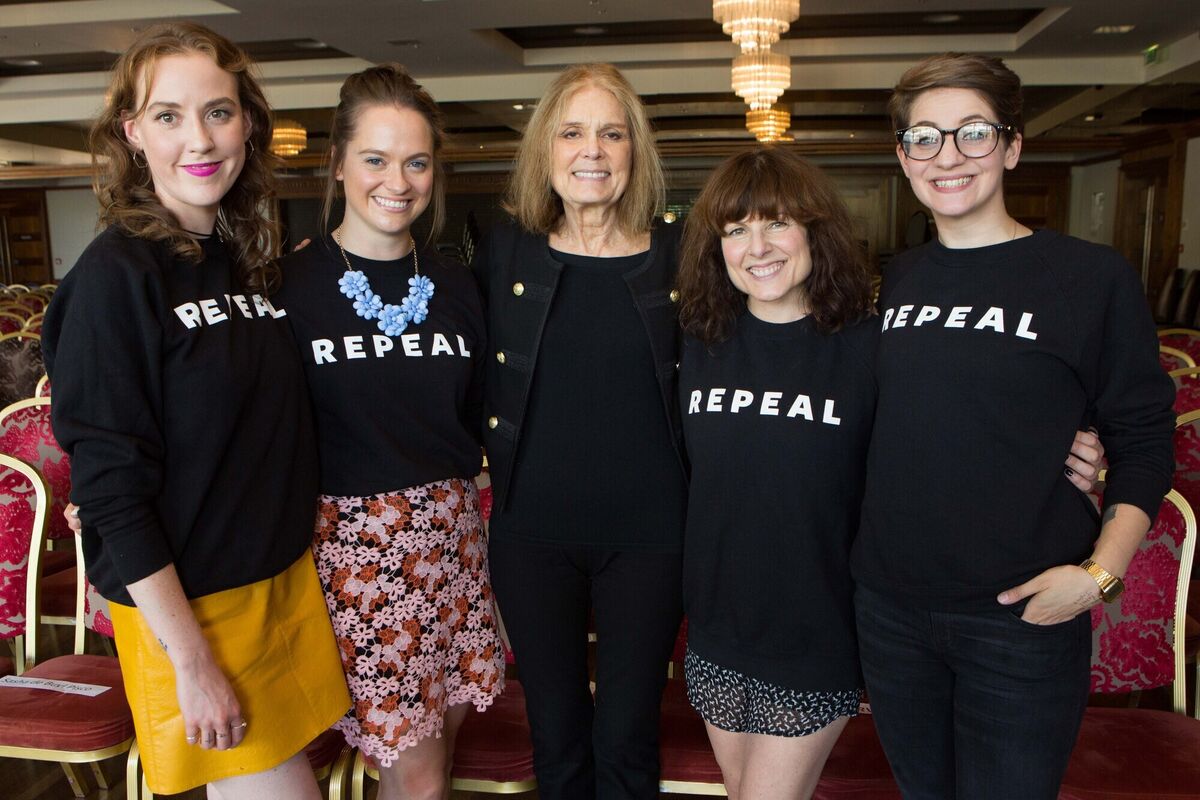 Activist and writer Gloria Steinem with Louise O'Neill, Aoife Murray, Tara Flynn and Sasha Buyl-Pisco at the West Cork Literary Festival in Bantry in 2016. Picture: Darragh Kane