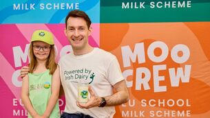 <p>Grace Wickham (left) of Presentation School, Maynooth, with double Olympic rowing champion Paul O’Donovan at the launch of the National Dairy Council’s World School Milk Day celebrations.</p> <p>Grace Wickham (left) of Presentation School, Maynooth, with double Olympic rowing champion Paul O’Donovan at the launch of the National Dairy Council’s World School Milk Day celebrations.</p>