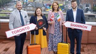 <p>Shannon Airport and Air Canada today announced a new non-stop service between Shannon and Toronto, launching in June 2027. At the announcement were Niall Kearns, Shannon Airport director, Bláithín O’Donnell, Air Canada, Ireland; Isabel Harrison, B2B Aviation Development Manager, Shannon Airport, and Dan Irvine, Aviation Development Manager, Shannon Airport. Picture: Don Moloney</p> <p>Shannon Airport and Air Canada today announced a new non-stop service between Shannon and Toronto, launching in June 2027. At the announcement were Niall Kearns, Shannon Airport director, Bláithín O’Donnell, Air Canada, Ireland; Isabel Harrison, B2B Aviation Development Manager, Shannon Airport, and Dan Irvine, Aviation Development Manager, Shannon Airport. Picture: Don Moloney</p>