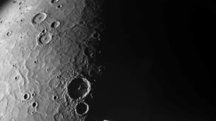 A close-up photo of Mercury’s north pole captured by the BepiColombo spacecraft (ESA via AP)