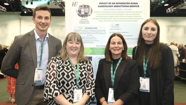 <p>Dr Risteard O’Lionaird, Mairéad Murphy, Sarah Bignell, and Julie Lucey of the HSE Integrated Care Programme for Chronic Disease (ICPCD) Service, specialising in Cardiology, HSE South West. </p>