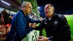 <p>Waterford manager Graham Coughlan celebrates after the game against St Pat's. Pic: INPHO/Ryan Byrne</p>