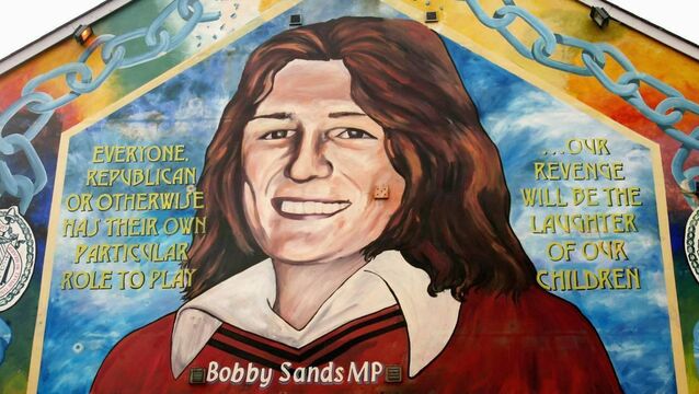 <p>The Bobby Sands mural on the Falls Road in Belfast. Picture: Jeff J Mitchell/Getty Images</p>