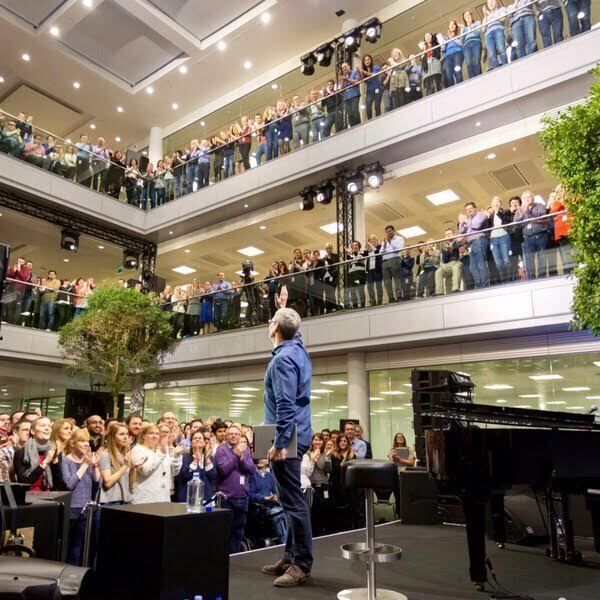 Apple chief executive Tim Cook at Apple HQ in Hollyhill, Cork, during his visit on November 11, 2015. 