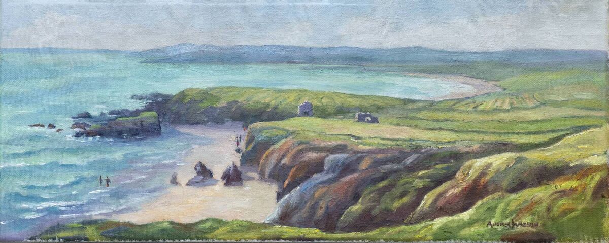 Andrea Jameson's painting of Mangans Bay. Andrea Jameson's painting of Mangans Bay.
