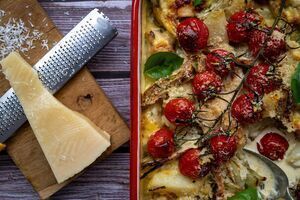 Chicken, Fennel, Potato, Tomato and Parmesan Bake