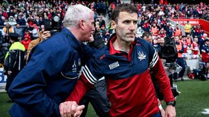 <p>RESPECT: Limerick boss John Kiely and his Cork counterpart Ben O'Connor. Pic: Ray McManus/Sportsfile</p>