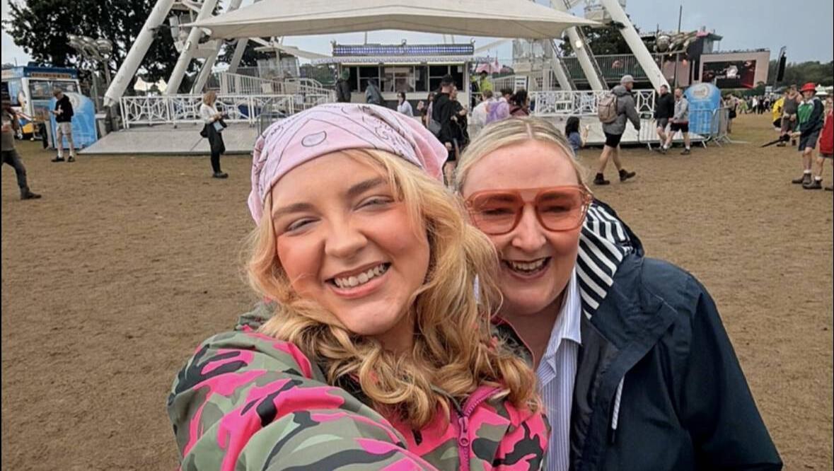 Avid music fan Kate Raftery at EP with her mother Michelle. Picture: Michelle Raftery