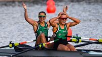 Zoe Hyde and Margaret Cremen celebrate winning a gold medal 28/8/2026
