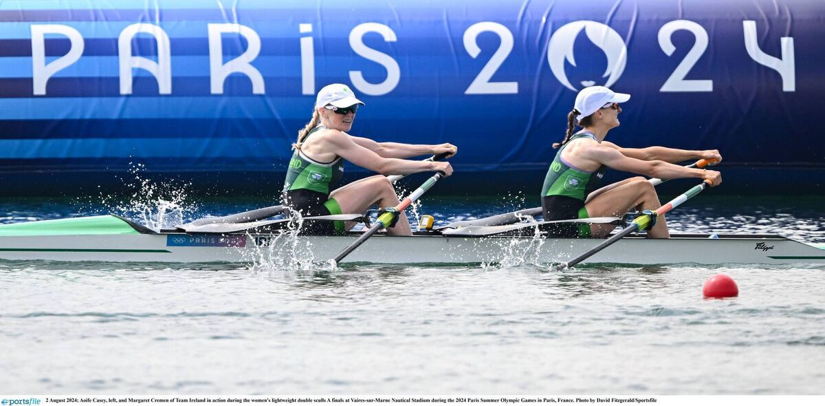 Aoife Casey, left, and Margaret Cremen in action during the women's lightweight double sculls final at the 2024 Olympic Games. Pic: David Fitzgerald/Sportsfile Aoife Casey, left, and Margaret Cremen in action during the women's lightweight double sculls final at the 2024 Olympic Games. Pic: David Fitzgerald/Sportsfile