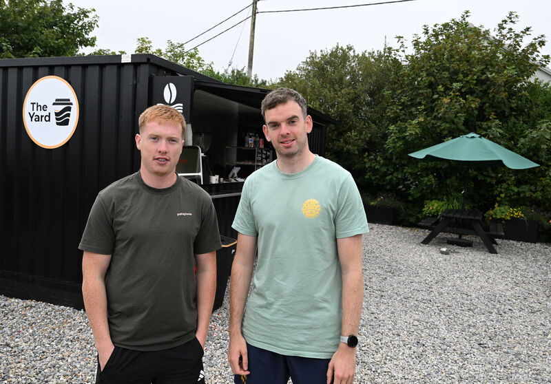 Brian Behan and Mikie Tubridy who set up their coffee shop at The Yard at Comerford's Bar in the village of Doonbeg. Picture: Larry Cummins Brian Behan and Mikie Tubridy who set up their coffee shop at The Yard at Comerford's Bar in the village of Doonbeg. Picture: Larry Cummins