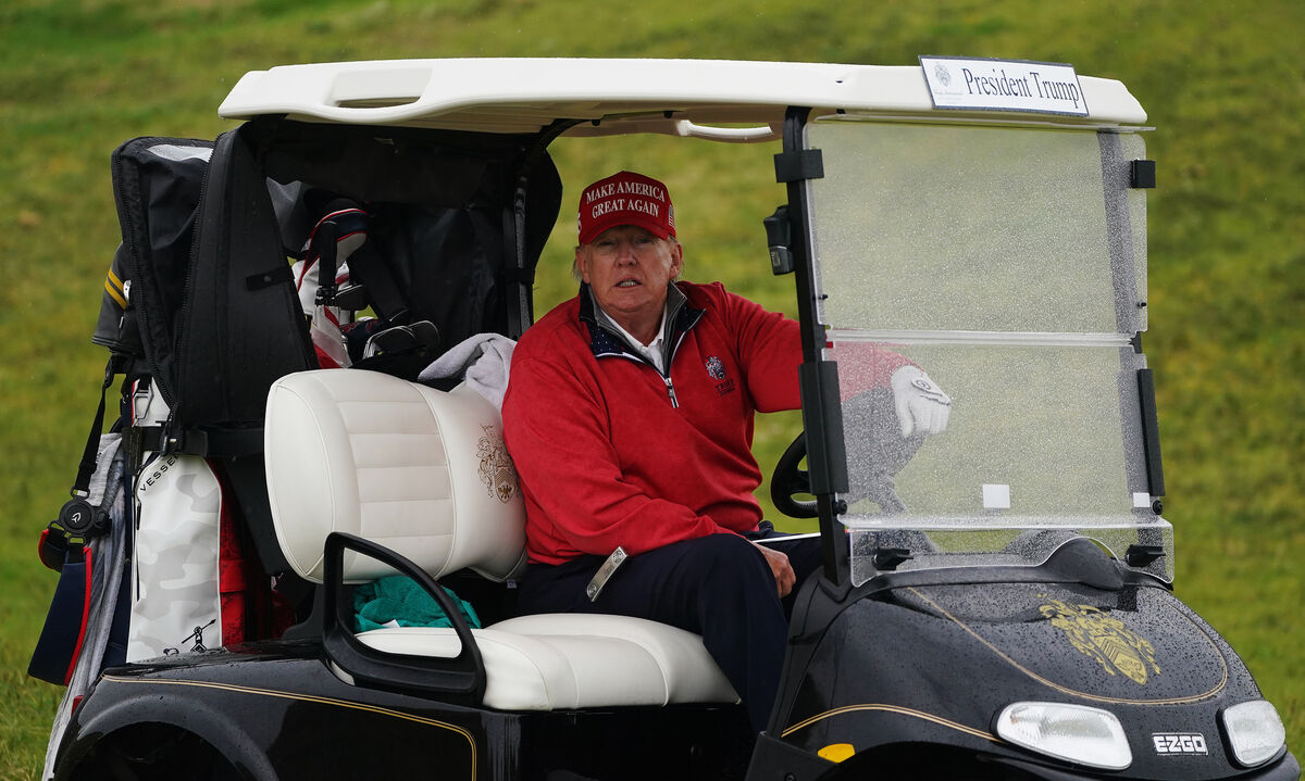 US president Donald Trump on the 15th hole at Trump International Golf Links & Hotel in Doonbeg, Co. Clare, during his visit to Ireland in 2023. Picture: Brian Lawless/PA US president Donald Trump on the 15th hole at Trump International Golf Links & Hotel in Doonbeg, Co. Clare, during his visit to Ireland in 2023. Picture: Brian Lawless/PA