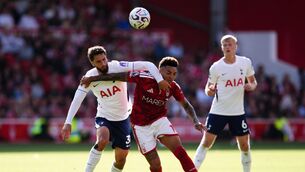 <p>Tottenham Hotspur's Rodrigo Bentancur and Nottingham Forest's Igor Jesus battle for the ball. Pic: Nick Potts/PA Wire</p>