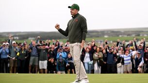 <p>Stuart Grehan came from behind to beat Preston Stout and put another point on the board for Team GB&amp;I. Pic: Ramsey Cardy/Sportsfile</p>