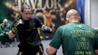 Katie Taylor warms up in the dressing room ahead of the fight 5/9/2026