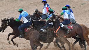 <p>Horse riders from teams of Uzbekistan and Russia compete in the traditional Central Asian sport of Kok-Boru during the World Nomad Games. Pic: Vyacheslav OSELEDKO / AFP via Getty Images</p> <p>Horse riders from teams of Uzbekistan and Russia compete in the traditional Central Asian sport of Kok-Boru during the World Nomad Games. Pic: Vyacheslav OSELEDKO / AFP via Getty Images</p>