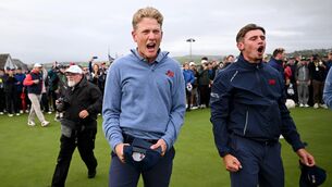 <p>Luke Poulter of Great Britain and Ireland celebrates winning The Walker Cup. Pic: Ramsey Cardy/Sportsfile</p> <p>Luke Poulter of Great Britain and Ireland celebrates winning The Walker Cup. Pic: Ramsey Cardy/Sportsfile</p>