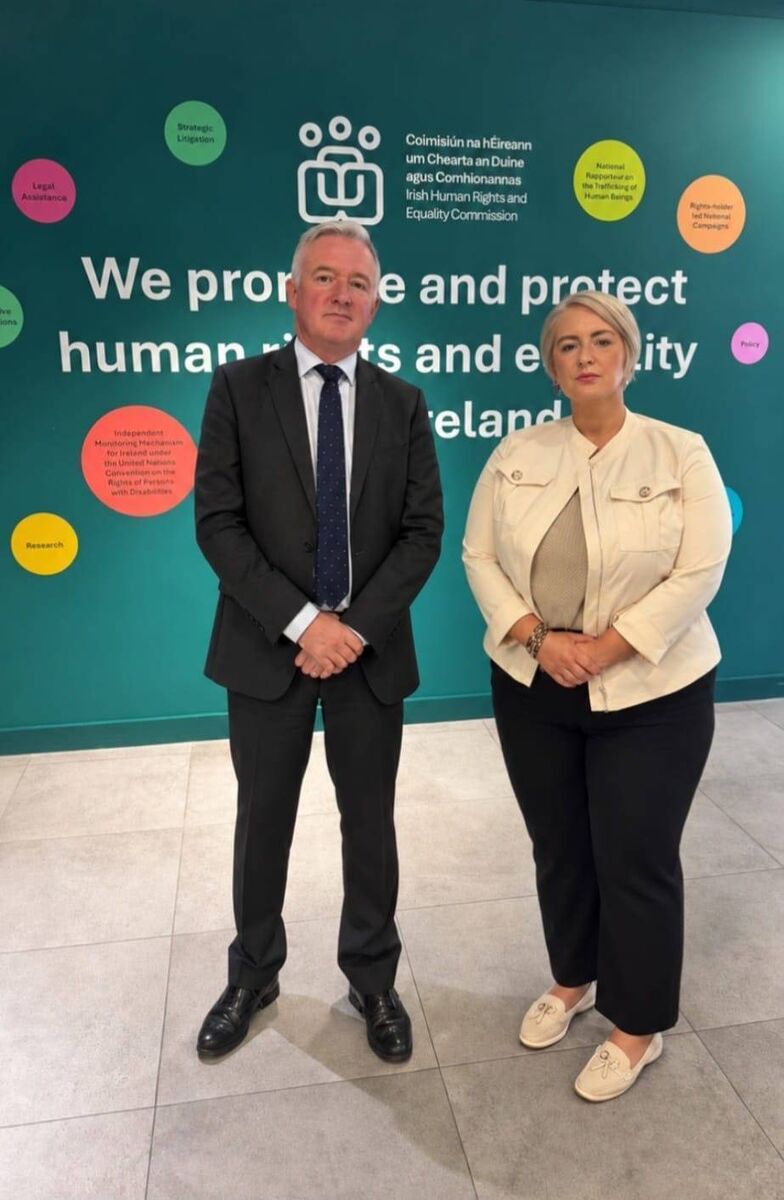 Liam Herrick, chief commissioner of the Irish Human Rights and Equality Commission (Ihrec) with Sonya Stokes today. File picture Liam Herrick, chief commissioner of the Irish Human Rights and Equality Commission (Ihrec) with Sonya Stokes today. File picture