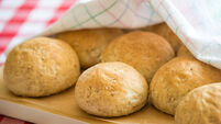 Freshly baked whole wheat rye bread rolls
