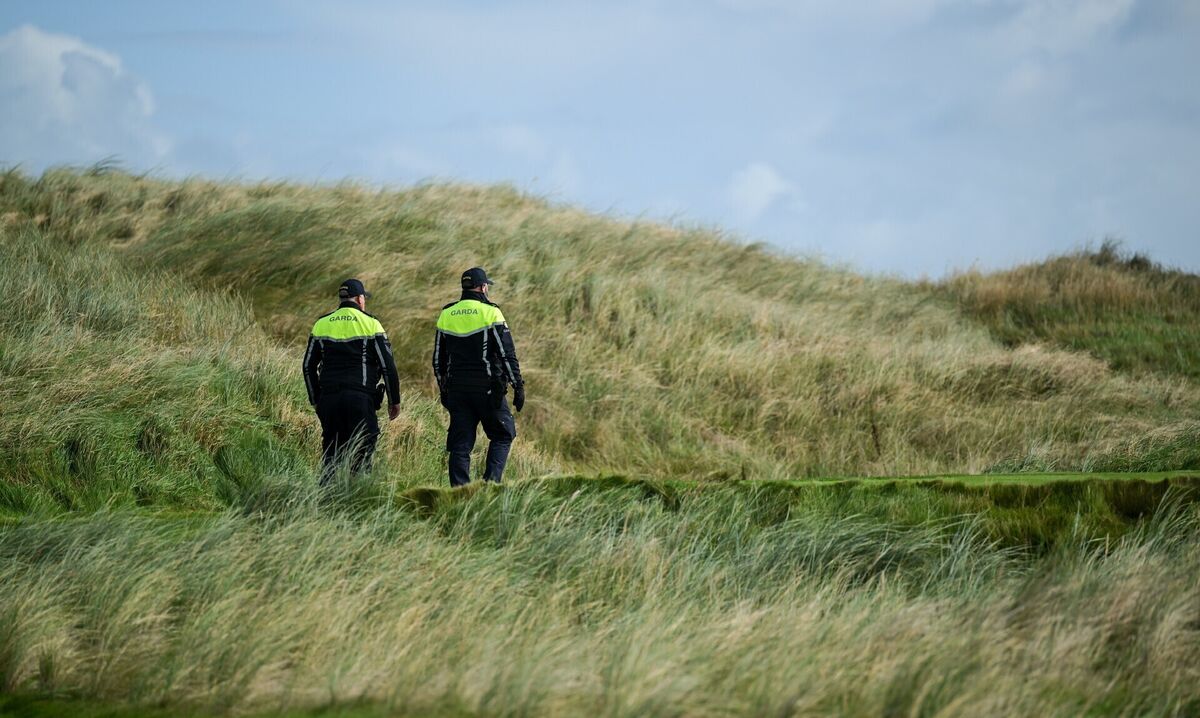 Members of An Garda Síochána on patrol during a practice round in advance of the Amgen Irish Open Golf Championship 2026 at Trump International Golf Links in Doonbeg, Clare. Picture: Ramsey Cardy/Sportsfile Members of An Garda Síochána on patrol during a practice round in advance of the Amgen Irish Open Golf Championship 2026 at Trump International Golf Links in Doonbeg, Clare. Picture: Ramsey Cardy/Sportsfile