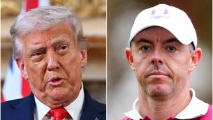 <p>Donald Trump and Rory McIlroy (PA)</p>
