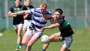 <p>WORK TO DO: Luke Horgan, Nemo Rangers, Conor Cahalane, Castlehaven. Pic: Jim Coughlan.</p>