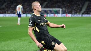 <p>Erling Haaland of Manchester City celebrates scoring his team’s second goal. Pic: Clive Brunskill/Getty Images</p> <p>Erling Haaland of Manchester City celebrates scoring his team’s second goal. Pic: Clive Brunskill/Getty Images</p>