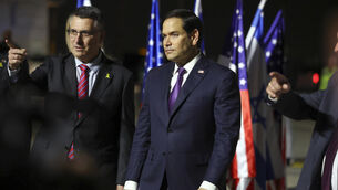 <p>Israel's Foreign Minister Gideon Saar (left) accused British foreign secretary Ed Miliband of an 'outrageous lie' after Miliband strongly condemned Israeli settlers in the West Bank (Evelyn Hockstein/Pool Photo via AP)</p>
