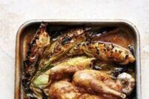 Roast chicken and cabbage with soy butter
