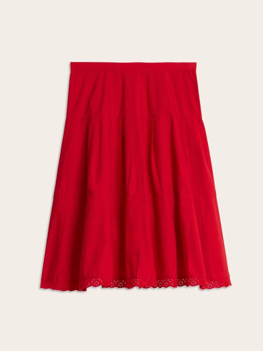 Fashion Red Cotton Ruffled Midi Skirt, €145, Rouje Paris Fashion Red Cotton Ruffled Midi Skirt, €145, Rouje Paris
