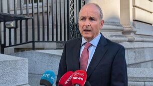 <p>Taoiseach Micheal Martin speaking to reporters before a Cabinet meeting. Picture: Cillian Sherlock /PA Wire</p>