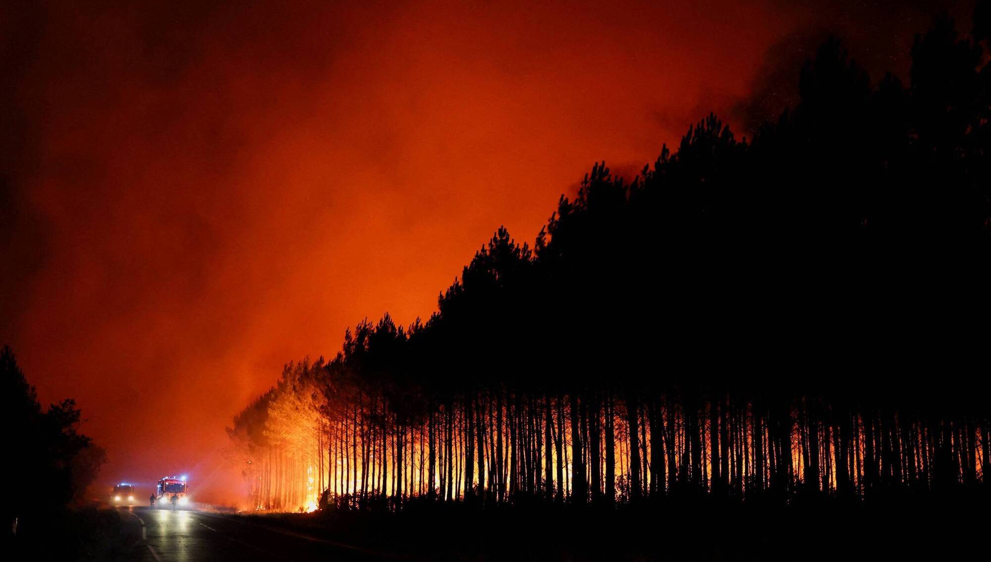 A wildfire burns in a forest in the Gironde department of France in July. For Western Europe, this summer was the warmest on record, surpassing the previous record, which was set in 2003. File picture: Reuters/Stephane Mahe
