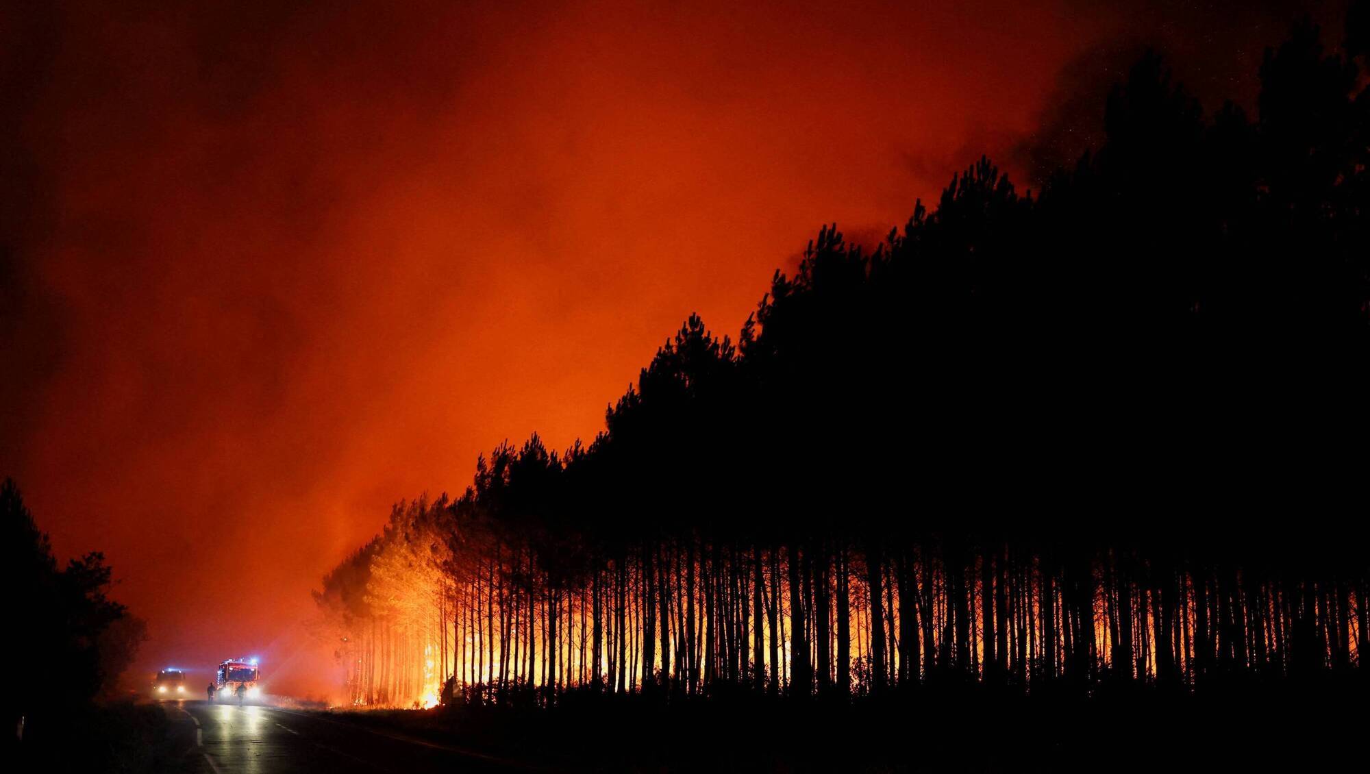 A wildfire burns in a forest in the Gironde department of France in July. For Western Europe, this summer was the warmest on record, surpassing the previous record, which was set in 2003. File picture: Reuters/Stephane Mahe