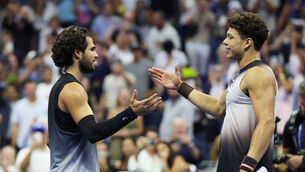 <p>Ben Shelton (right) is congratulated by Carlos Alcaraz (Heather Khalifa/AP)</p> <p>Ben Shelton (right) is congratulated by Carlos Alcaraz (Heather Khalifa/AP)</p>