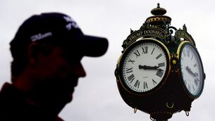 <p>IRISH OPEN TIME: A general view of a clock bearing the words Trump Doonbeg during a Pro-Am round at Trump International Golf Links. Pic: Brian Lawless/PA Wire.</p>