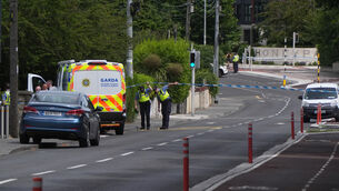 <p>Gardai at the cordon near the scene in Kill Avenue, Dun Laoghaire, Co Dublin (Niall Carson/PA)</p>