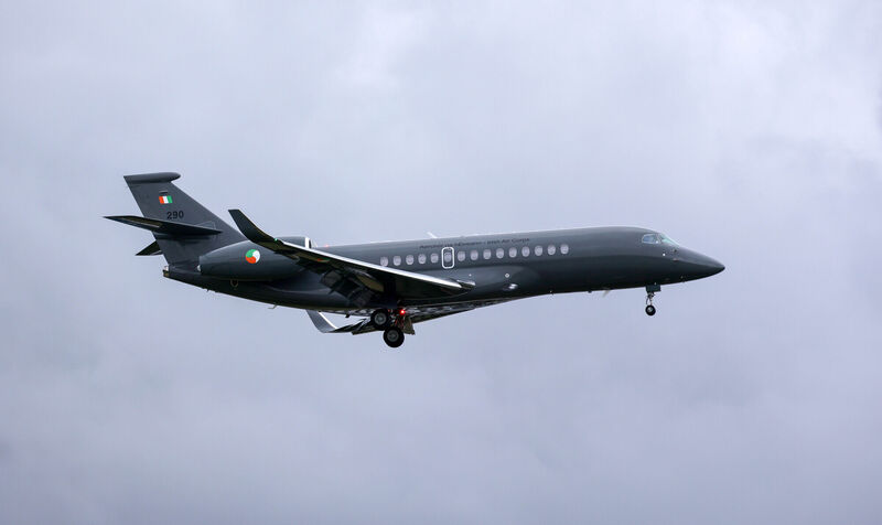 The Government jet carrying Jason Hutch, son of Gerry "The Monk' Hutch pictured this evening arriving at Casement Aerodrome, following his extradition from Lanzarote.Picture: Colin Keegan, Collins, Dublin.
