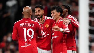 <p>Lisandro Martinez (second right) celebrates with team-mates after scoring. Pic: Nick Potts/PA</p> <p>Lisandro Martinez (second right) celebrates with team-mates after scoring. Pic: Nick Potts/PA</p>