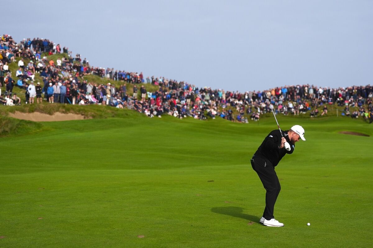 Shane Lowry plays from the third fairway on day two of the Amgen Irish Open at Trump International Golf Links Ireland in Doonbeg. Photo: Brian Lawless/PA
