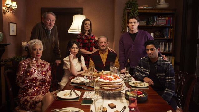 <p>Denise Welch as Moira Crottie, Kevin Whately as Silent Dave, Jenny Walser as Sally Barrie, Amy Nuttall as Carol Crottie, Douglas Henshall as Robert Barrie, Lewis Cope as Kaden Barrie and Shane Zaza as Dan in Forever Home. Picture:Helen Williams/ Channel 5</p>