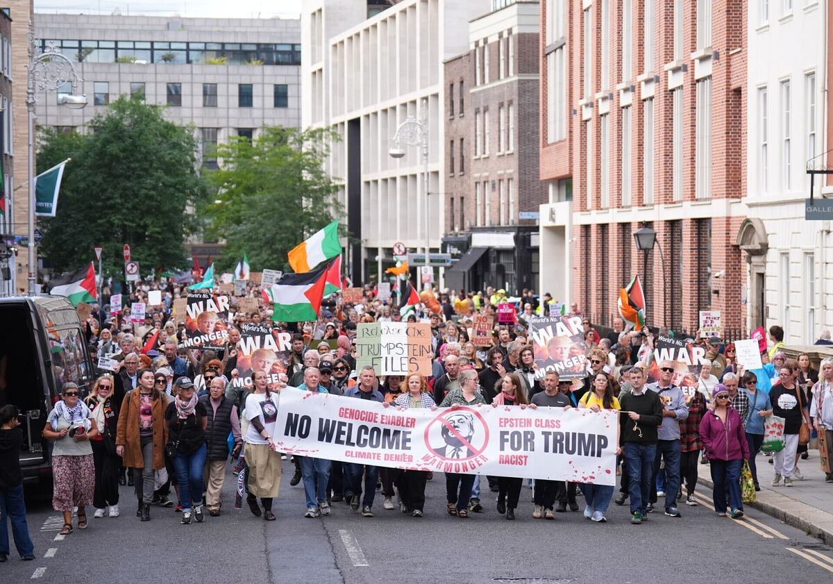 People take part in an anti-Trump protest march through Dublin city centre. Picture: James Manning/PA Wire People take part in an anti-Trump protest march through Dublin city centre. Picture: James Manning/PA Wire