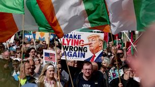 <p>People take part in an anti-Trump protest march through Dublin city centre, during US President Donald Trump's trip to Ireland. Picture: Clodagh Kilcoyne/PA Wire</p>