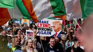 <p>People take part in an anti-Trump protest march through Dublin city centre, during US President Donald Trump's trip to Ireland. Picture: Clodagh Kilcoyne/PA Wire</p>